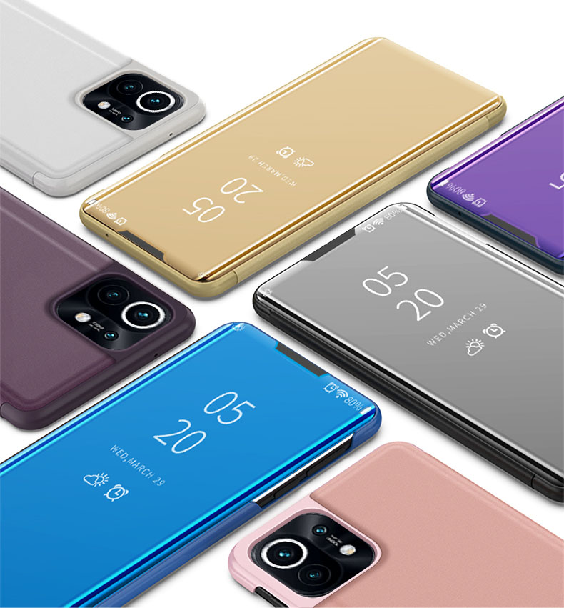 Case Xiaomi Mi 11 5G # Pre-Order * เคสขาตั้งพื้นผิวกระจกชุบ ทำจากวัสดุหนัง PC + PU หน้าต่างโปร่งแสงเพื่อให้ดูข้อมูลได้ง่าย *