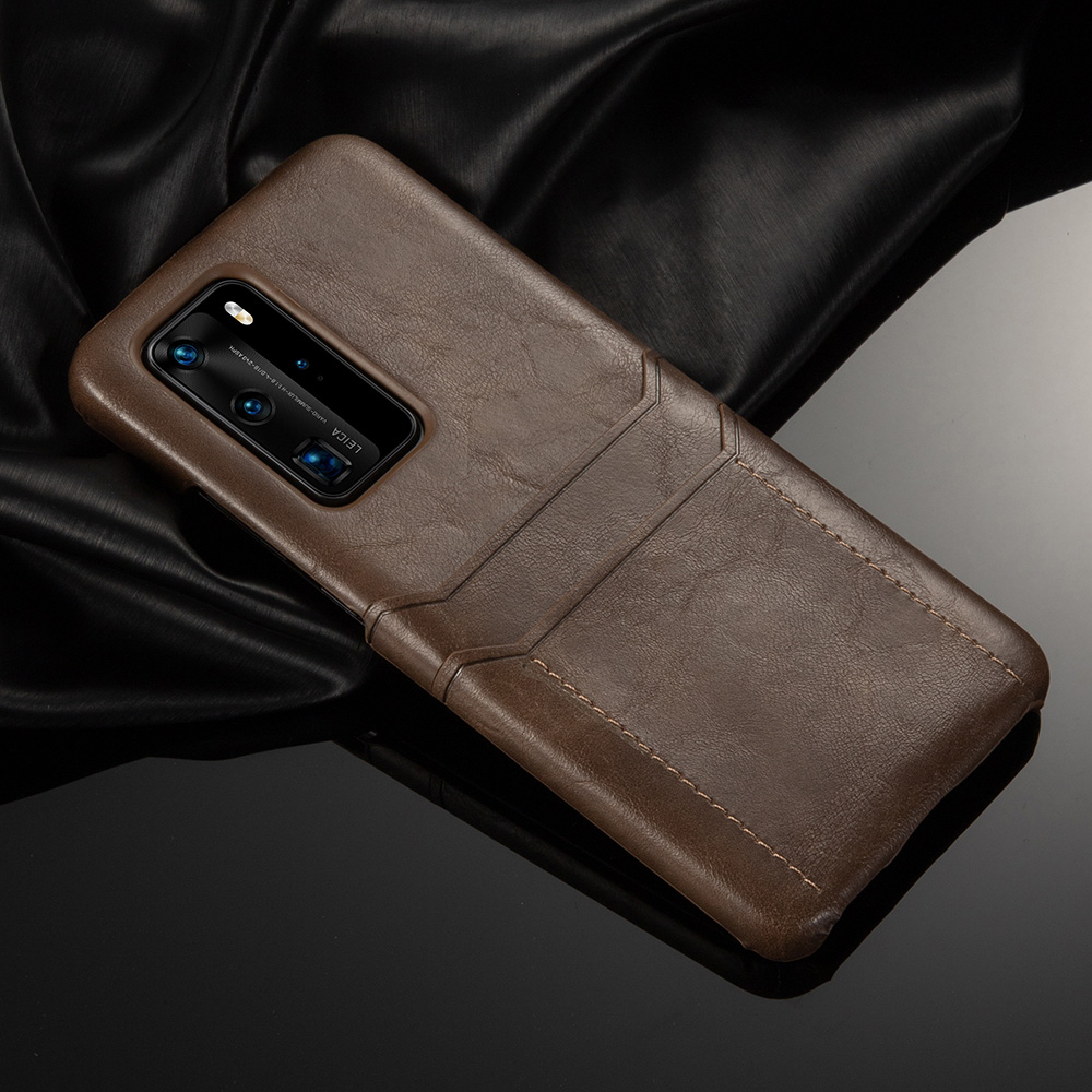 Case Huawei P40 Pro / Pre-order * เคสช่องใส่การ์ดคู่หนัง PU เคลือบ เคสพลาสติกเคลือบด้วยหนัง PU *