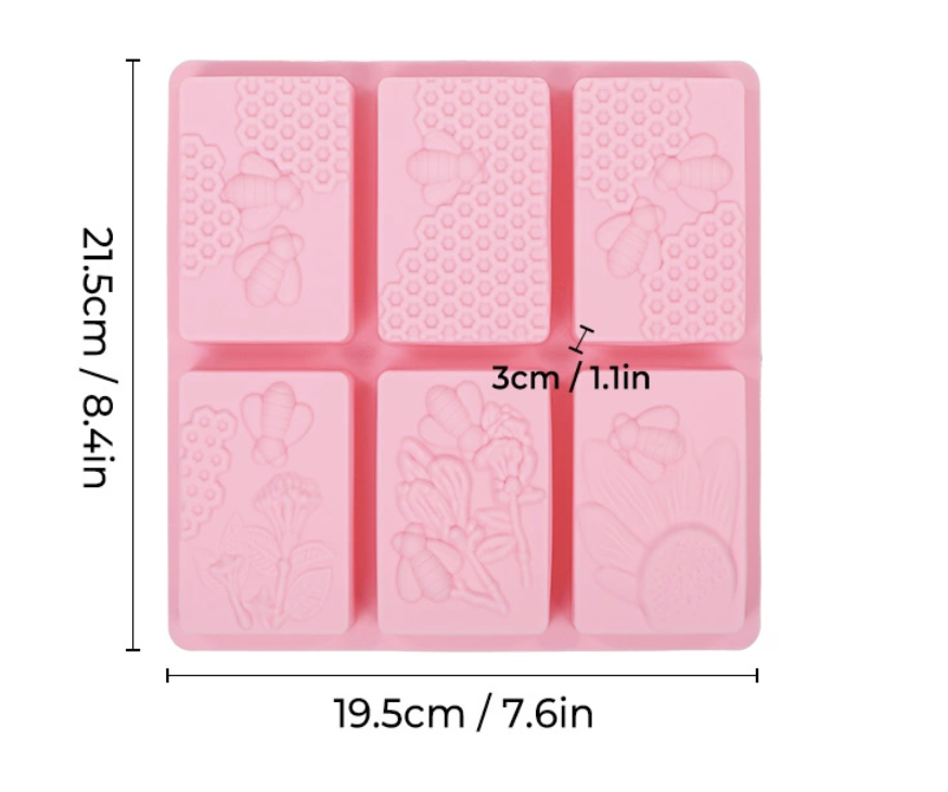 แม่พิมพ์ซิลิโคนรังผึ้งสี่เหลี่ยม ขนาด100 g 6ช่อง 006767