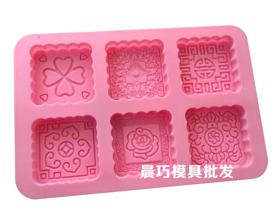 แม่พิมพ์ซิลิโคน สี่เหลี่ยมคละลาย ขนมไหว้พระจันทร์ 50g..