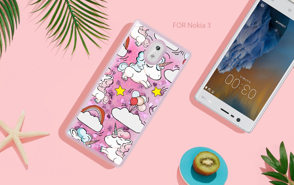 Case Nokia 3 / Pre-order * เคส ซอฟท์Silicon อัลตร้าบาง+ G Litterเหลวดาวตกทรายเลื่อมใส *