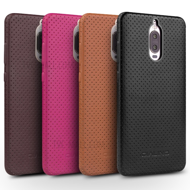 Case Huawei Mate 9 Pro / Pre-order * QIALINO หลุมตาข่ายหนังวัวแท้ *
