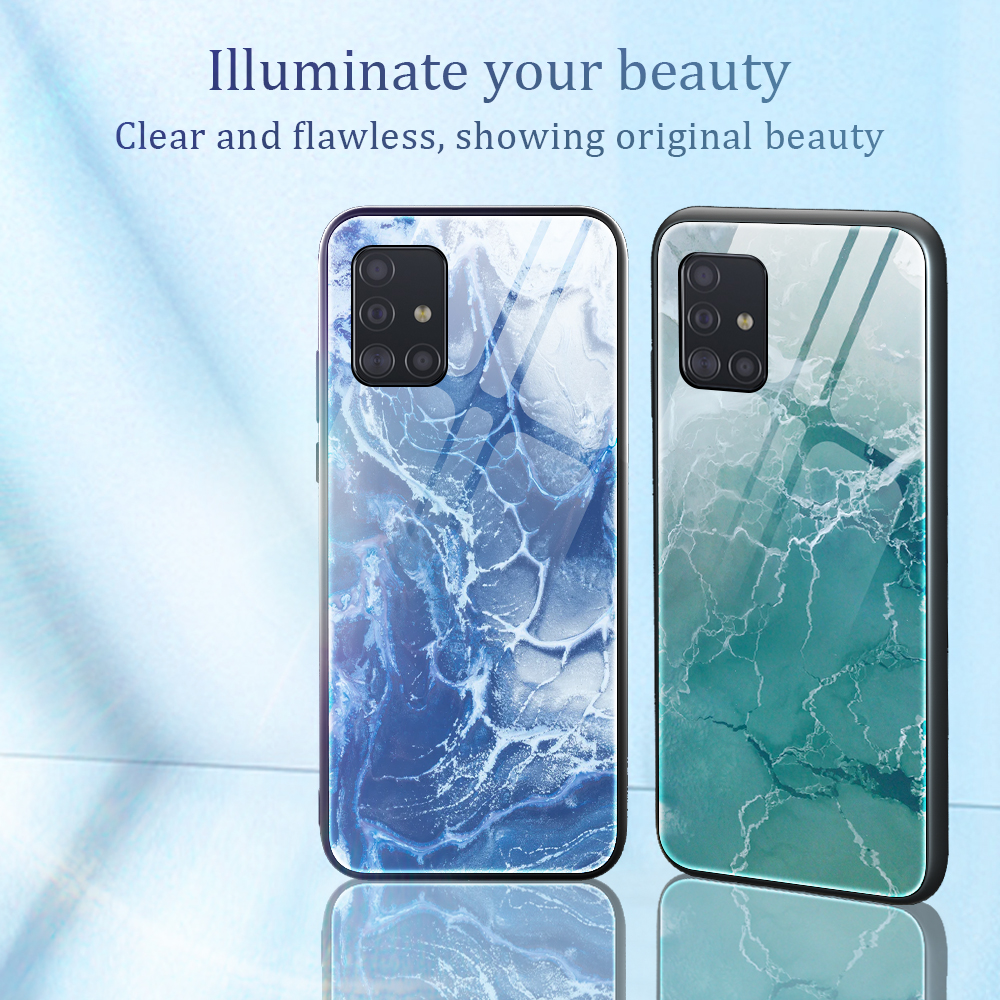 Case Samsung Galaxy A51 / Pre-order * เคสลายหินอ่อนเนื้อกระจกนิรภัยปกหลัง + TPU Combo *