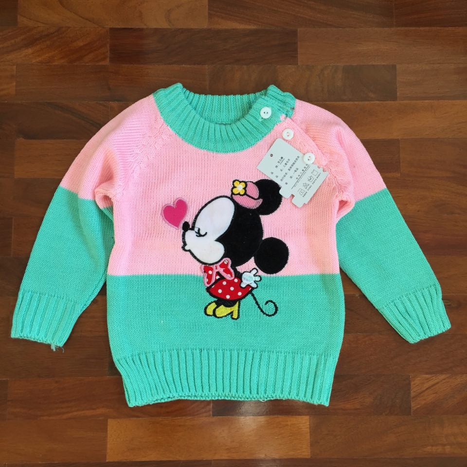 เสื้อไหมพรม มินนี่ สีเขียว ชมพู ไซส์ L