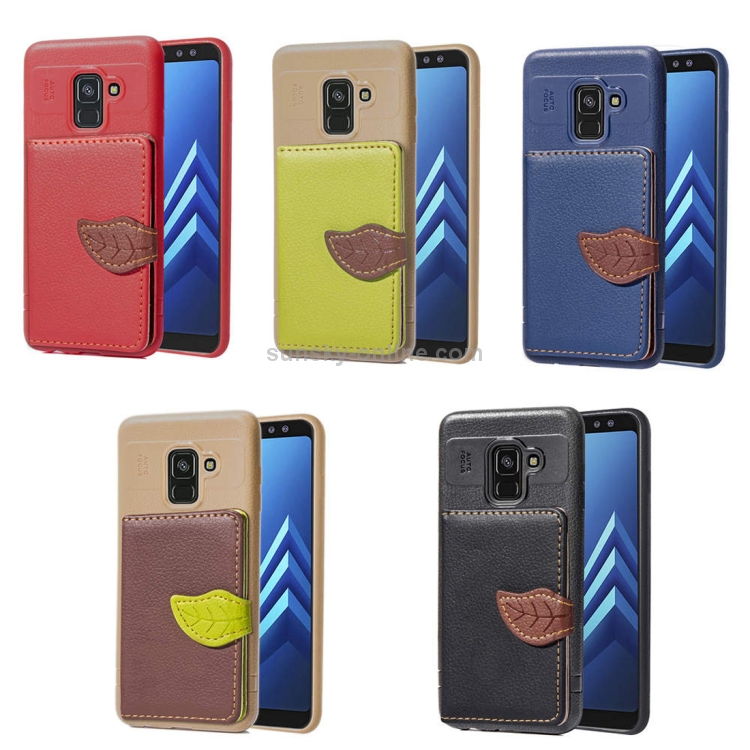 Case Samsung Galaxy A8 Plus (2018) / Pre-Order * Leaf Style Magnetic Leather พร้อมที่วางและช่องเสียบการ์ด & Wallet & Photo Frame *