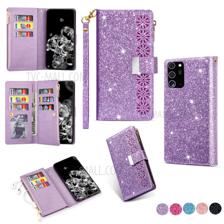 Case Samsung Galaxy Note 20/Note 20 5G / Pre-Order * เคส glittery เลเซอร์สไตล์ Starry แกะสลักหนัง *