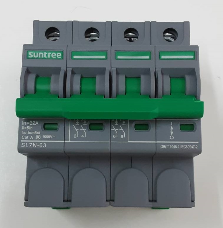 เบรกเกอร์ดีซีสำหรับโซล่าเซลล์ Suntree รุ่น SL7N-63 4P 1000V พิกัดกระแส 16A-32A