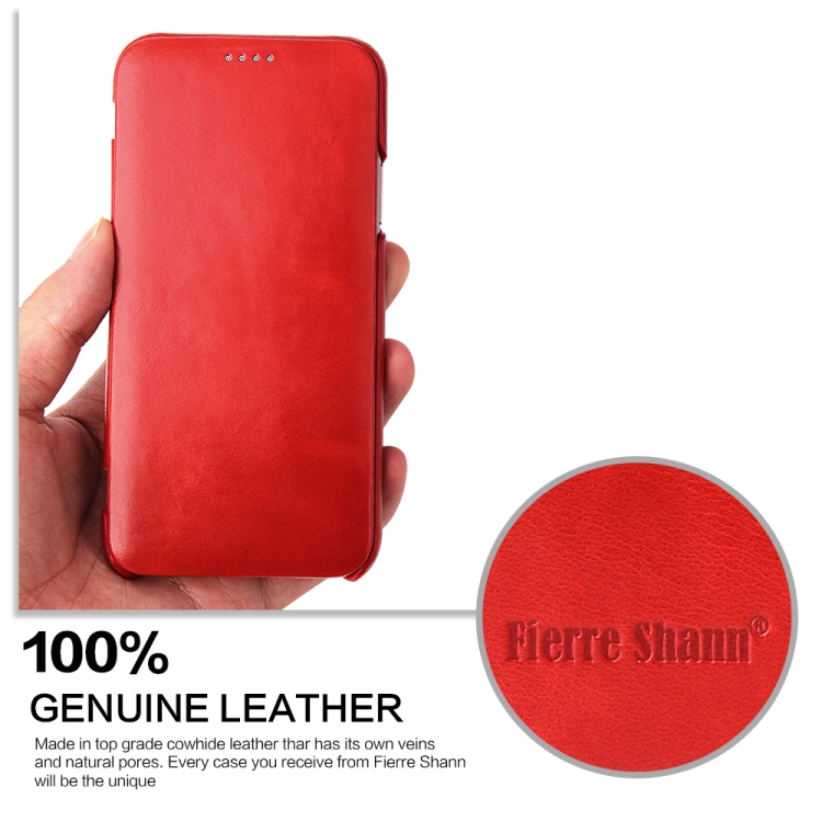 Case iPhone X, iPhone XS # Pre-Order * Fierre Shann ธุรกิจซองหนังแท้พลิกแนวนอนแม่เหล็ก *