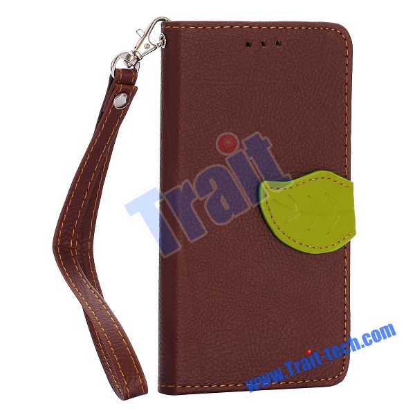 Case Lenovo A536 / Pre-order * เคสหนังผิวลิ้นจี่ ปิดด้วยรูปใบไม้ *