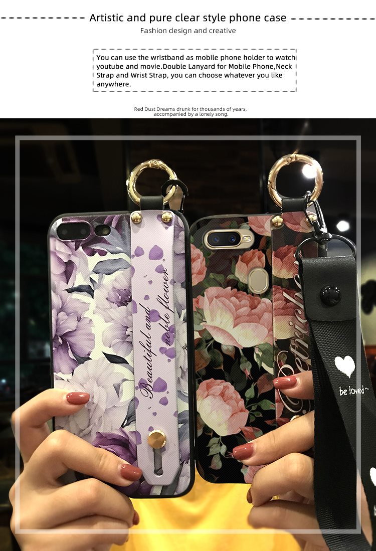 Case OPPO A5s / Pre-Order * เคสกันกระแทกสำหรับTPU ฝาครอบซิลิโคนบดอกไม้ที่ละเอียดอ่อน + สายคล้องมือ + สายคล้องคอ *