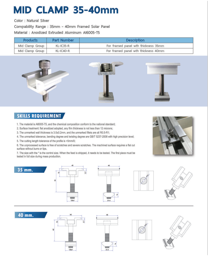 โครงยึดแผงโซล่าเซลล์ (Solar Mounting) ยี่ห้อ BSP สำหรับงาน Solar Rooftop