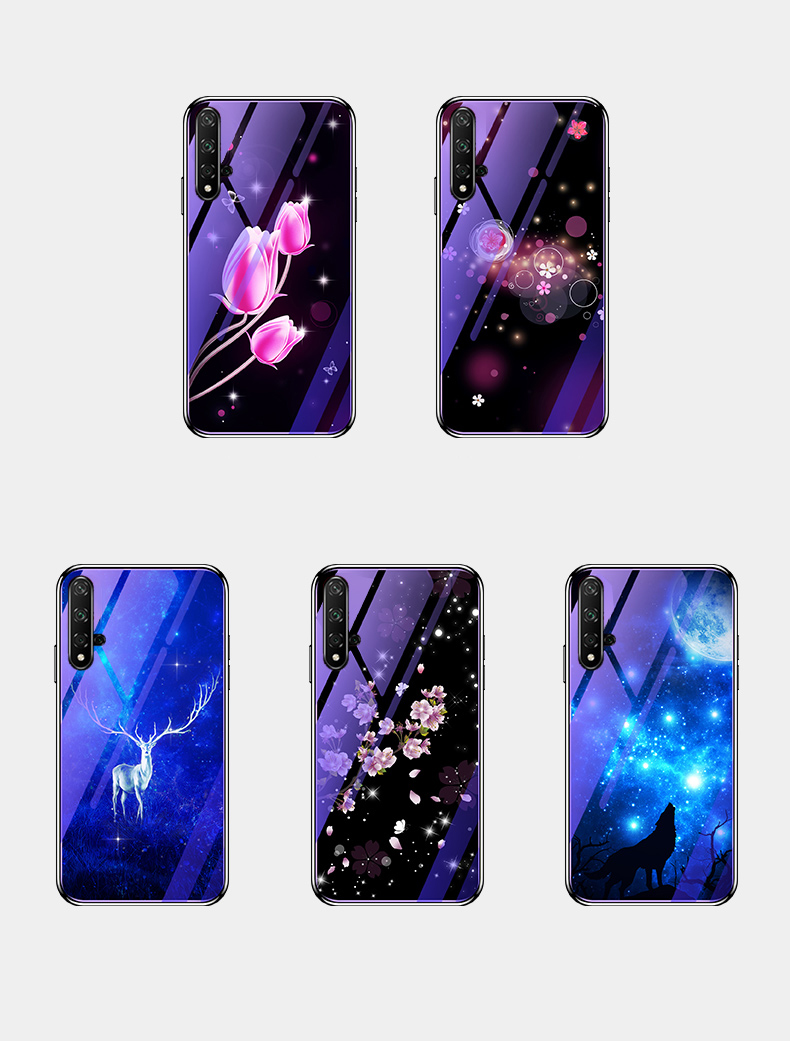 Case Huawei Nova 5T / Pre-order * เคส 9H กระจกสีฟ้า -ray + PC แผ่นหลัง + กรอบ TPU electroplated *
