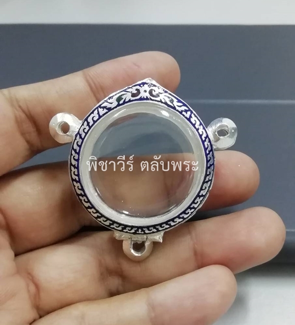 ตลับเงินลงยาทรงกลม 3 ห่วง