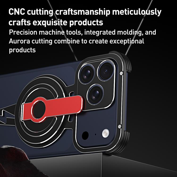 Case iPhone 17 Pro Max # Pre-order * เคสโทรศัพท์อะลูมิเนียมอัลลอยด์ MagSafe ไร้ขอบแบบกลวง พร้อมตัวจับแบบหมุนที่ถอดออกได้ *