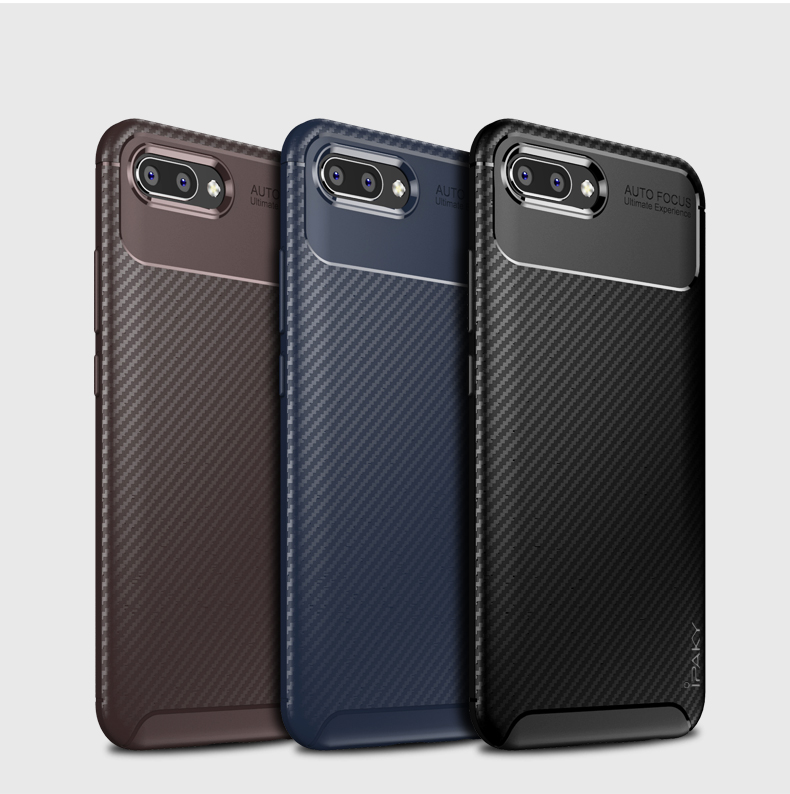 Case Huawei Honor 10 / Pre-order * IPAKY Carbon Fiber Texture Soft TPU Back Phone Cover *
