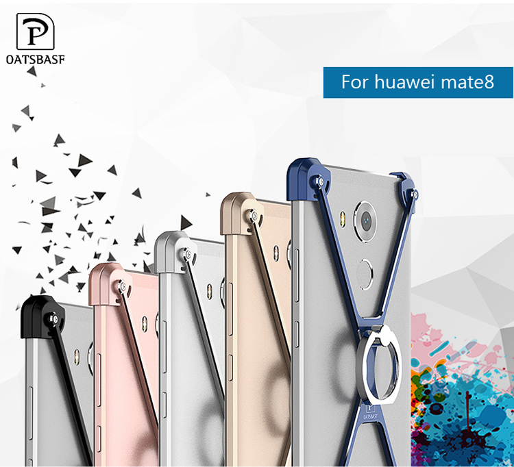 Case Huawei Mate 8 / Pre-order * OATSBASF โครงโลหะรูปตัววีโลหะเงิน +แหวน *