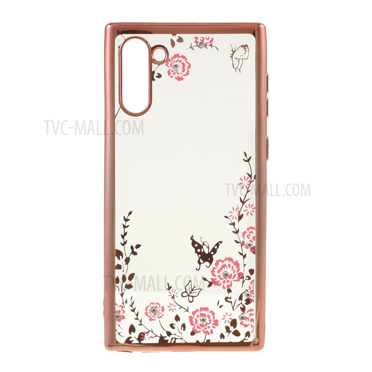 Case Samsung Galaxy Note 10 / Pre-Order * Electroplated Rhinestone TPU การออกแบบดอกไม้และผีเสื้อที่สง่างาม *
