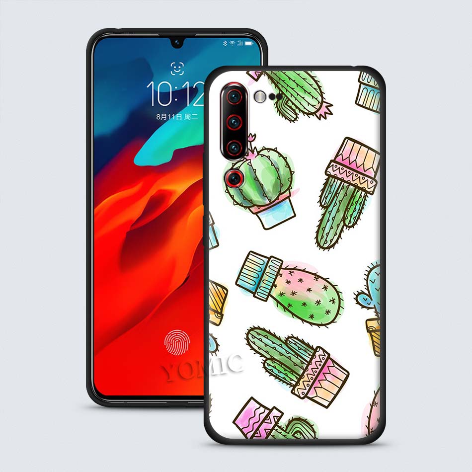 Case Lenovo Z6 Pro / Pre-Order * ต้นกระบองเพชรสีเขียวน่ารัก เคสซิลิโคนพิมพ์ลาย วัสดุ: ที่มีคุณภาพสูงสีดำซิลิโคนอ่อนนุ่ม *