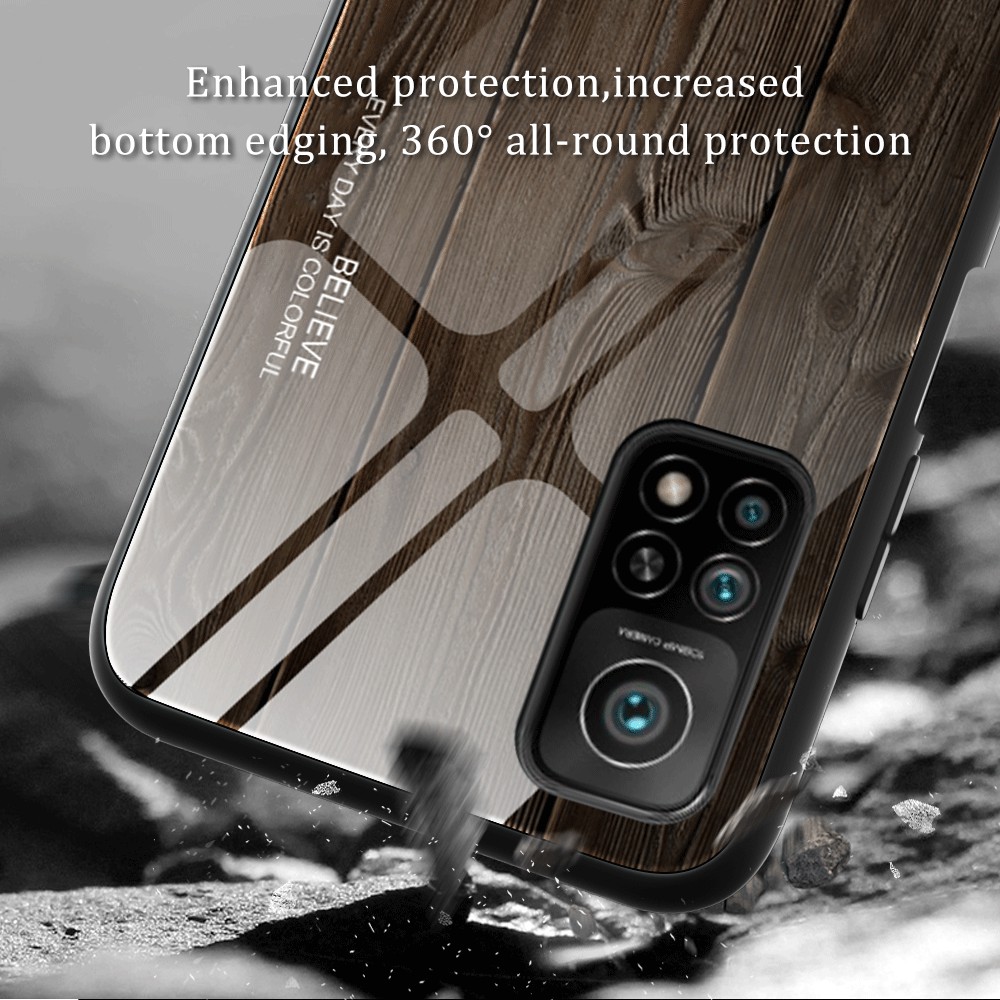 Case Xiaomi Mi 10T 5G / Mi 10T Pro 5G / Pre-order * เคสกระจกนิรภัยปกหลังลายไม้เนื้อ TPU ขอบ *