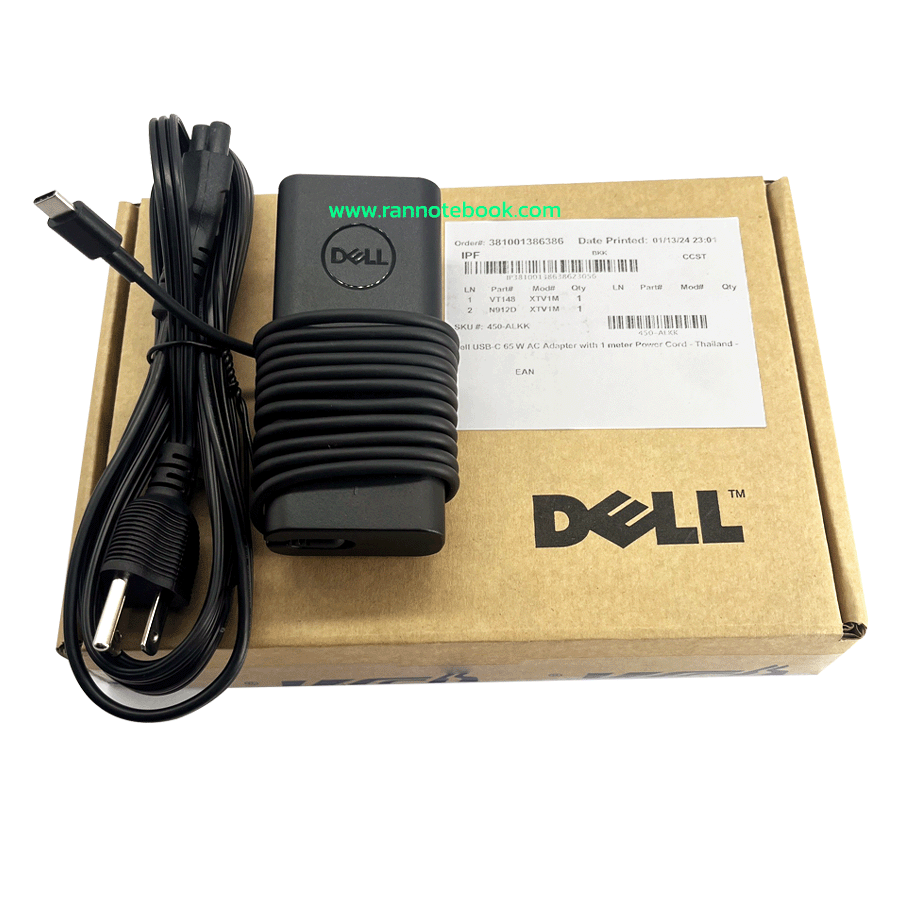 Adapter Dell inspiron 7490 แท้ 65W Type-C ลดราคาพิเศษ สายชาร์จ โน๊ตบุ๊ค Dell 7490 แท้ ประกันศูนย์ Dell Thailand
