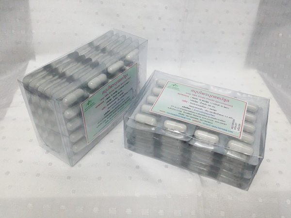 แคปซูลสมุนไพร บุก บรรจุกล่องๆ ละ 10 แผงๆ ละ 10 แคปซูลๆ ละ 500 มก. รวม 100 แคปซูล