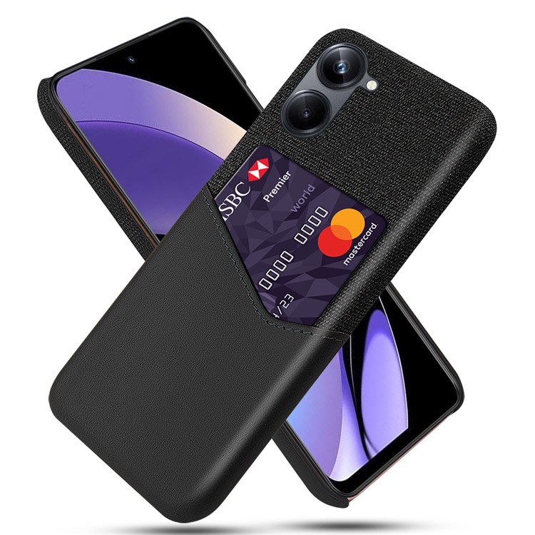 Case Realme 10 Pro 5G # Pre-order * เคสพื้นผิวผ้า PU หนังเคลือบเคสพีซีแบบแข็งที่ใส่การ์ด Anti-drop Phone Cover *