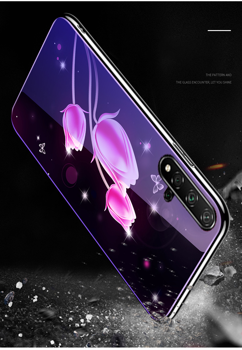 Case Huawei Nova 5T / Pre-order * เคส 9H กระจกสีฟ้า -ray + PC แผ่นหลัง + กรอบ TPU electroplated *