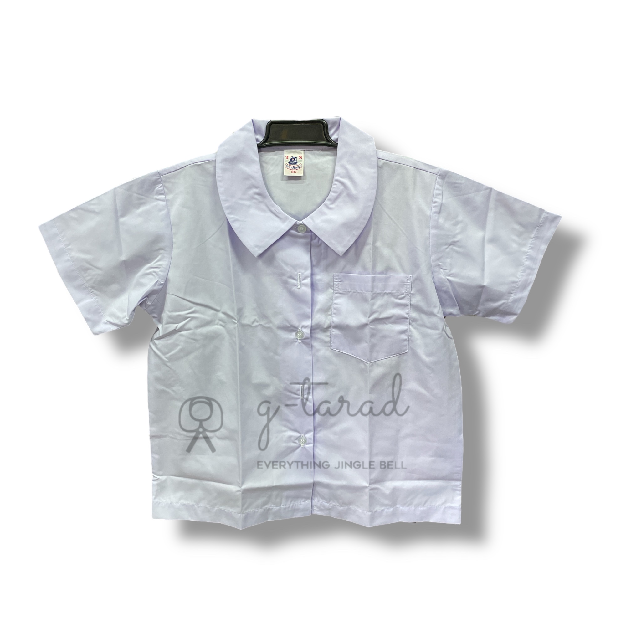 เสื้อนักเรียนตราเรือใบ คอบัวแหลม กระเป๋าบน (No.32-52)