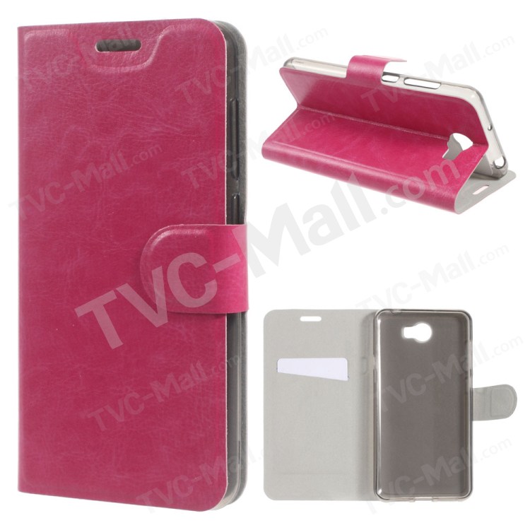 Case Huawei Y5ii / Pre-order * เคสผิวหนังม้า ฝาครอบด้านหน้าฝังด้วยแผ่นเหล็กป้องกันที่ดี *