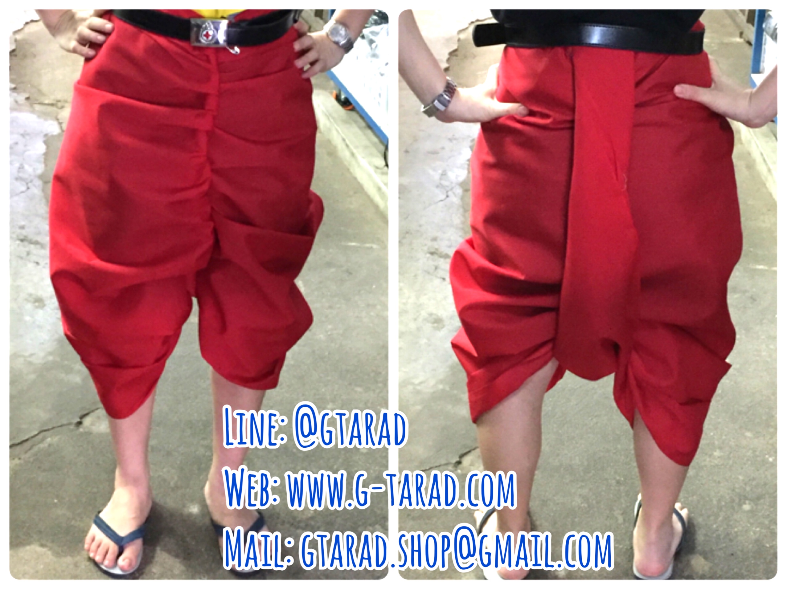 ผ้าโทเร สีแดง นุ่งโจงกระเบน