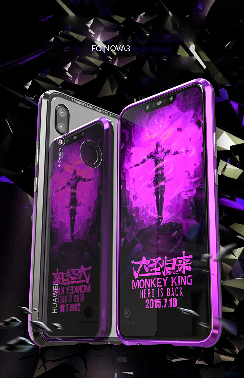 Case Huawei Nova 3 / Pre-Order * เคสกรอบโลหะแม่เหล็ก + ปกหลังกระจกนิรภัย ถอดออกได้ *