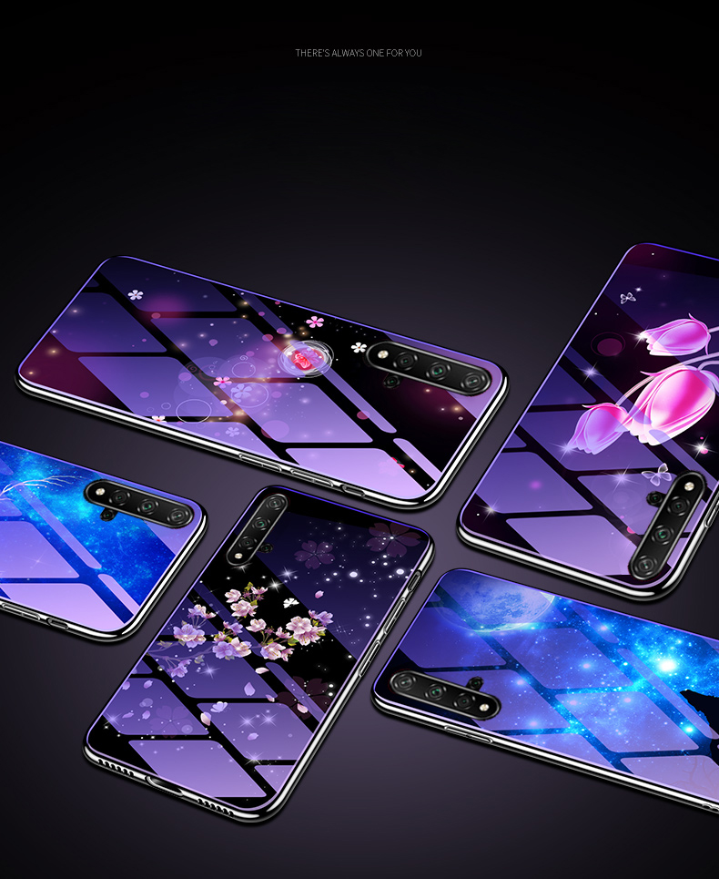 Case Huawei Nova 5T / Pre-order * เคส 9H กระจกสีฟ้า -ray + PC แผ่นหลัง + กรอบ TPU electroplated *