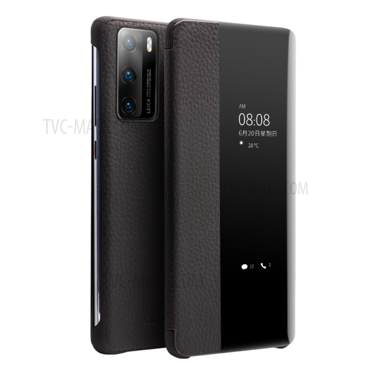 Case Huawei P40 / Pre-order * QIALINO ผิวลิ้นจี่เนื้อหนังแท้เคสดูหน้าต่าง *