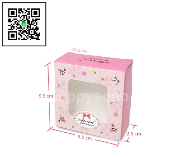 กล่องใส่สบู่ดอกไม้สีชมพูโชว์สินค้า 60 ชิ้น 5.5*5.5*2.5cm 005581