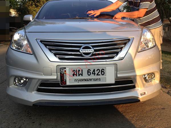 คิ้วกระจังหน้า 6 ชิ้น โครเมียม Almera 2011-2013