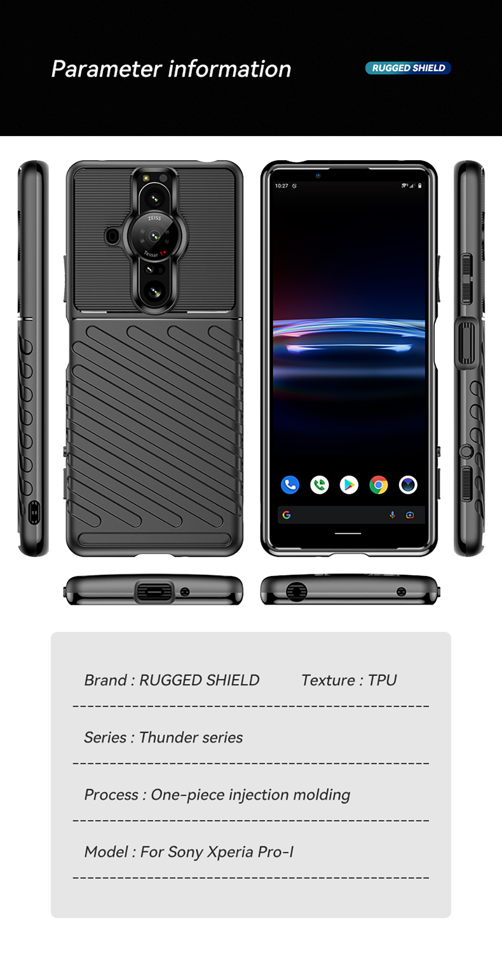 Case Sony Xperia Pro-I # Pre-Order * Thunder Series Twill Texture Reinforced Drop Protection เคสหลัง TPU แบบยืดหยุ่น *