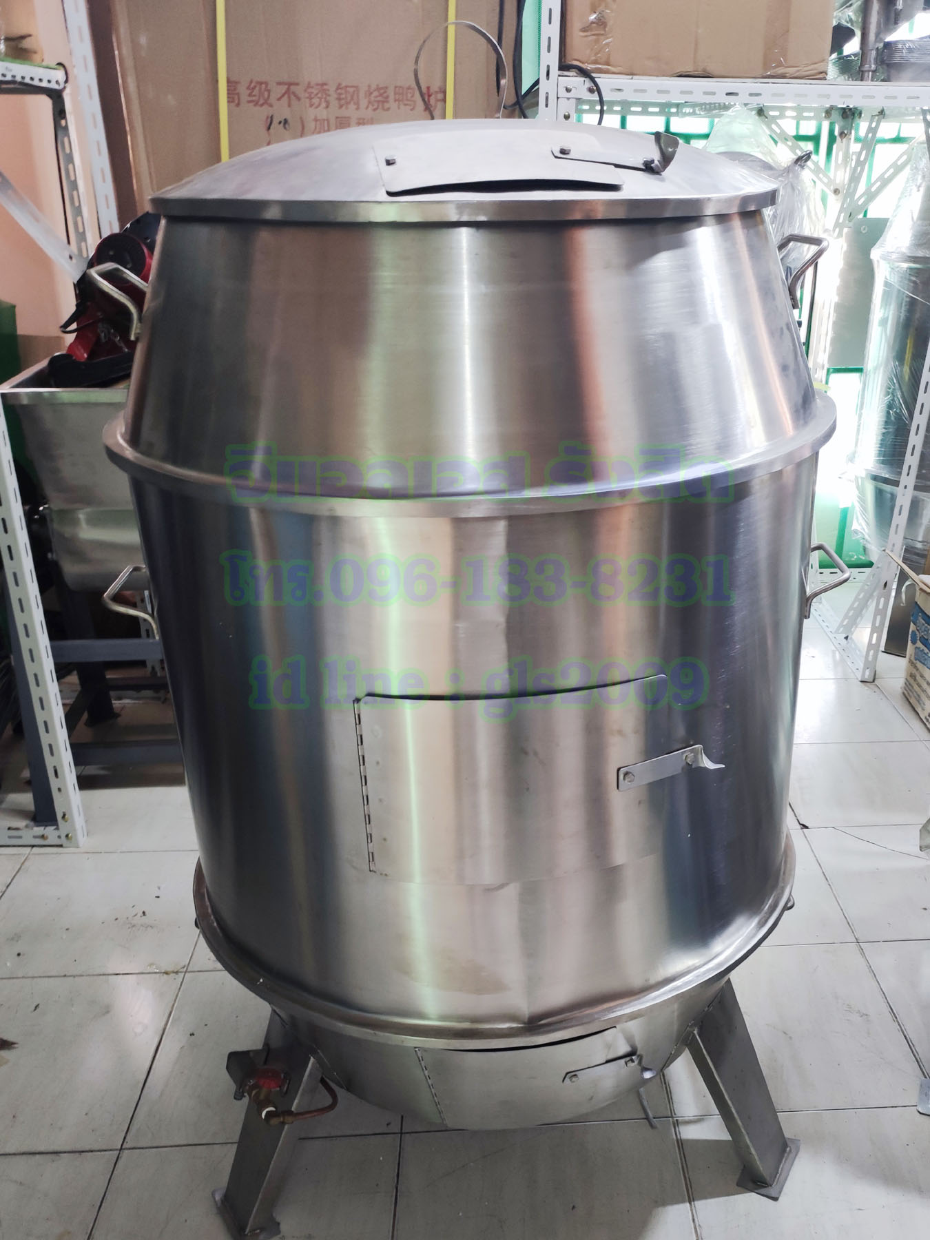 ถังอบเป็ดสแตนเลส80เซนมีฝาครอบหัวเตา