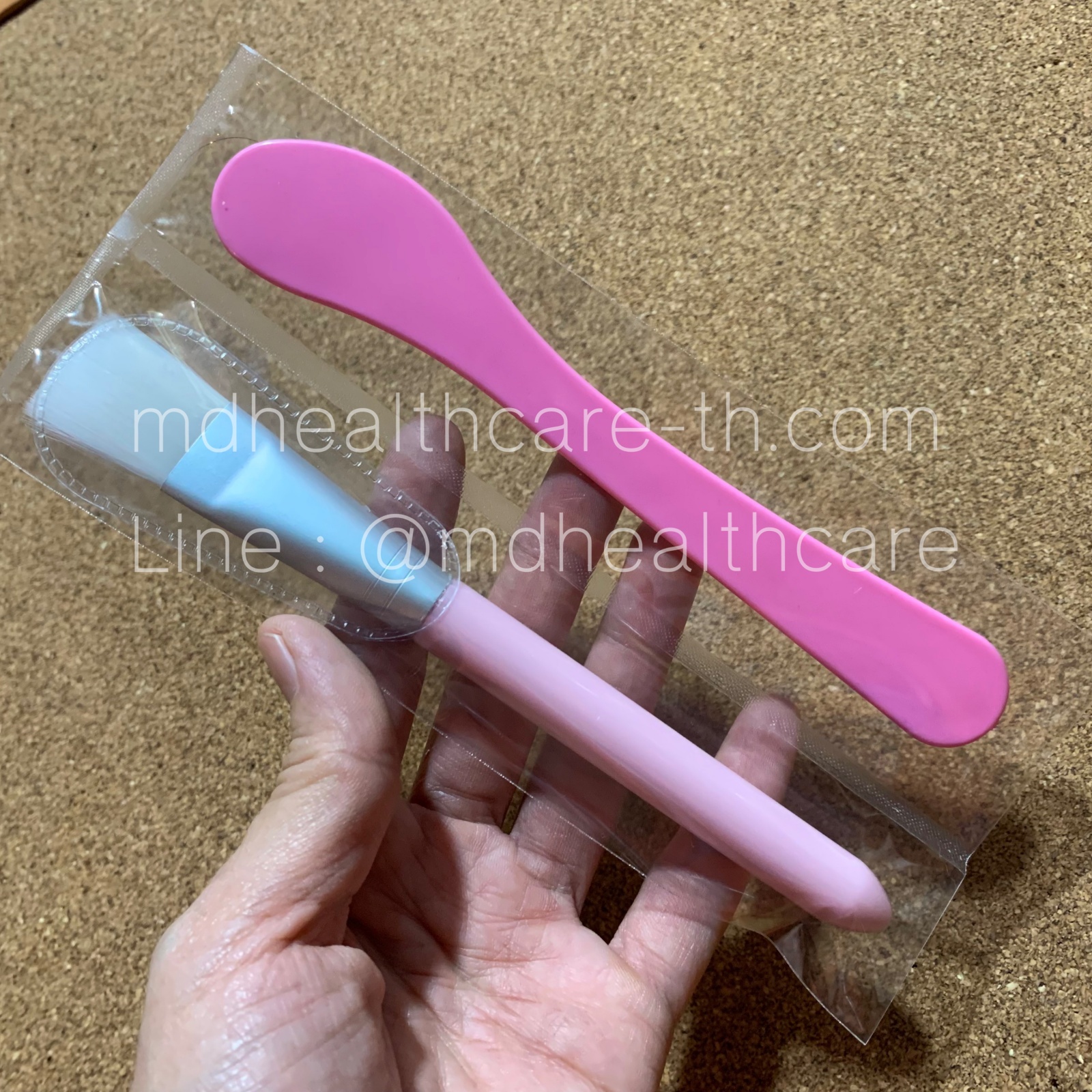 ชุดแปรงมาร์คหน้า+ไม้พาย - ขนาดกลาง S16cm.***ขนแปรงนุ่ม ไม่บาดผิว