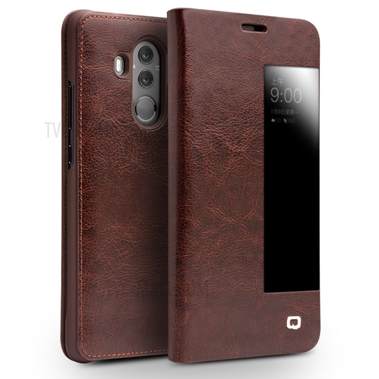 Case Huawei Mate 10 Pro / Pre-order * QIALINO สไตล์คลาสสิกดูหน้าต่าง หนัง cowhide แท้คุณภาพสูง *