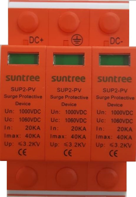 ตัวป้องกันฟ้าผ่าฝั่ง DC สำหรับระบบโซล่าเซลล์ ขนาดกระแสสูงสุด 40kA (DC Surge Protector 40kA)