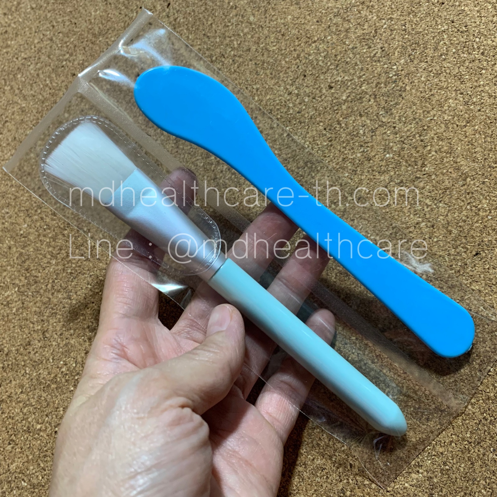 ชุดแปรงมาร์คหน้า+ไม้พาย - ขนาดกลาง S16cm.***ขนแปรงนุ่ม ไม่บาดผิว