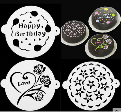 BAK128 แผ่นตกแต่งทำลาย DIY กุหลาบ love , Happy Birthday และดาว ชุด 3 ชิ้น