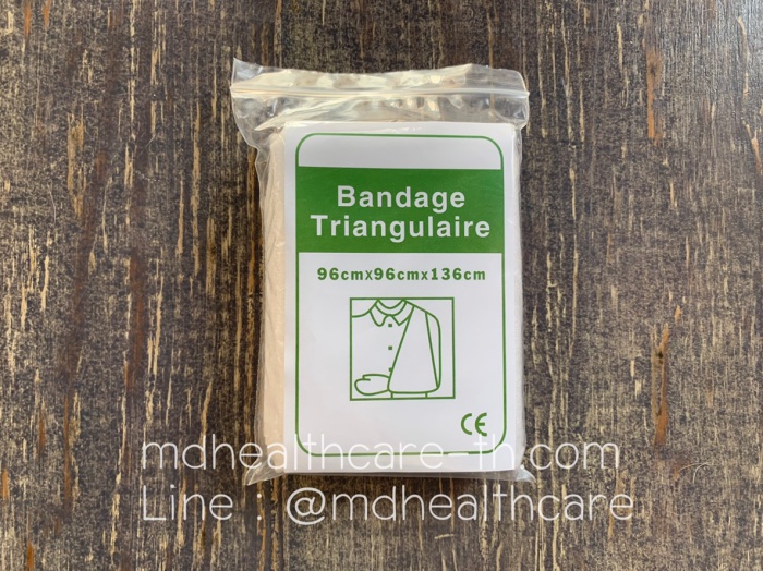 (1ผืน) ผ้าพันแผลสามเหลี่ยมปฐมพยาบาล ขนาด 96*96*136cm (เนื้อกระดาษสปันบอนด์ แบบใช้แล้วทิ้ง