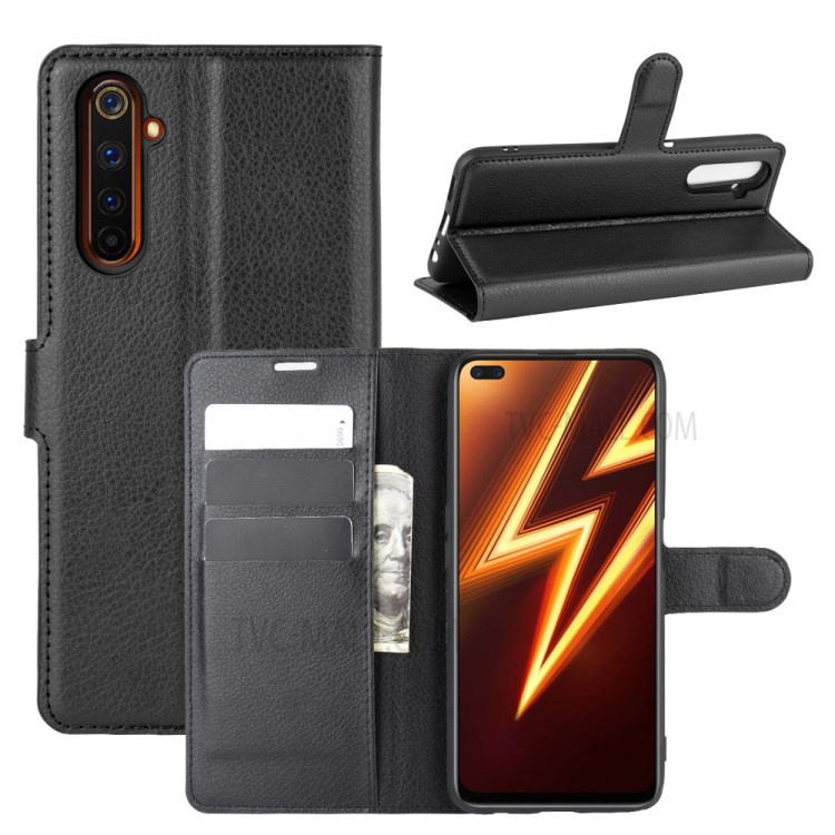 Case Realme 6 Pro / Pre-Order * เคสหนังกระเป๋าสตางค์หนังผิวลิ้นจี่ *