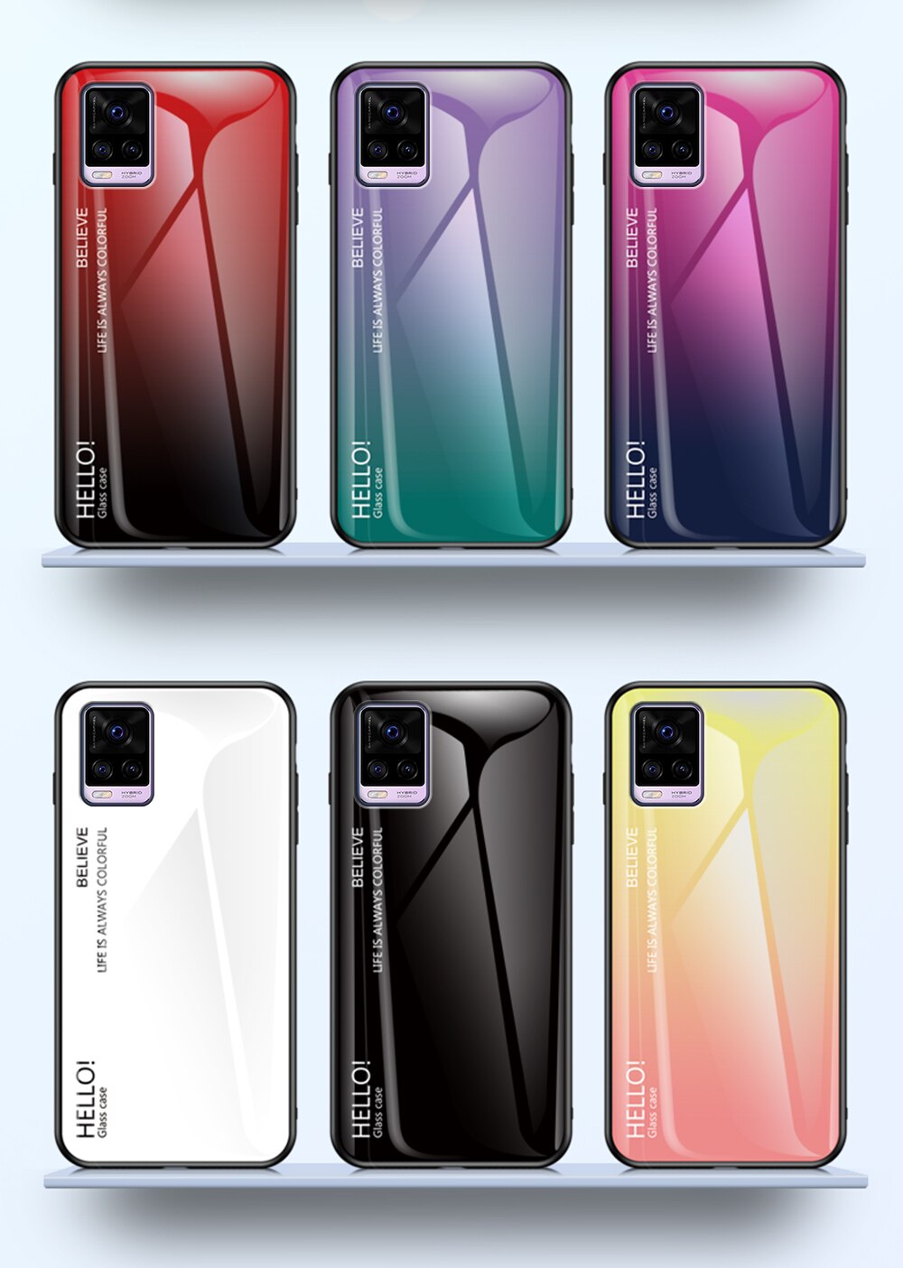 Case Vivo V20 Pro / Pre-Order * เคสไล่โทนสีกระจกนิรภัยปกคลุมกันกระแทก *