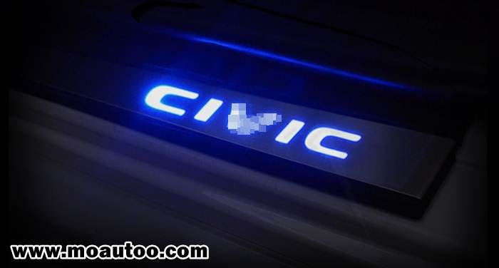 สคับเพลทชายบันได LED สีน้ำเงิน 4 ประตู CIVIC FC / FK 2016-2021