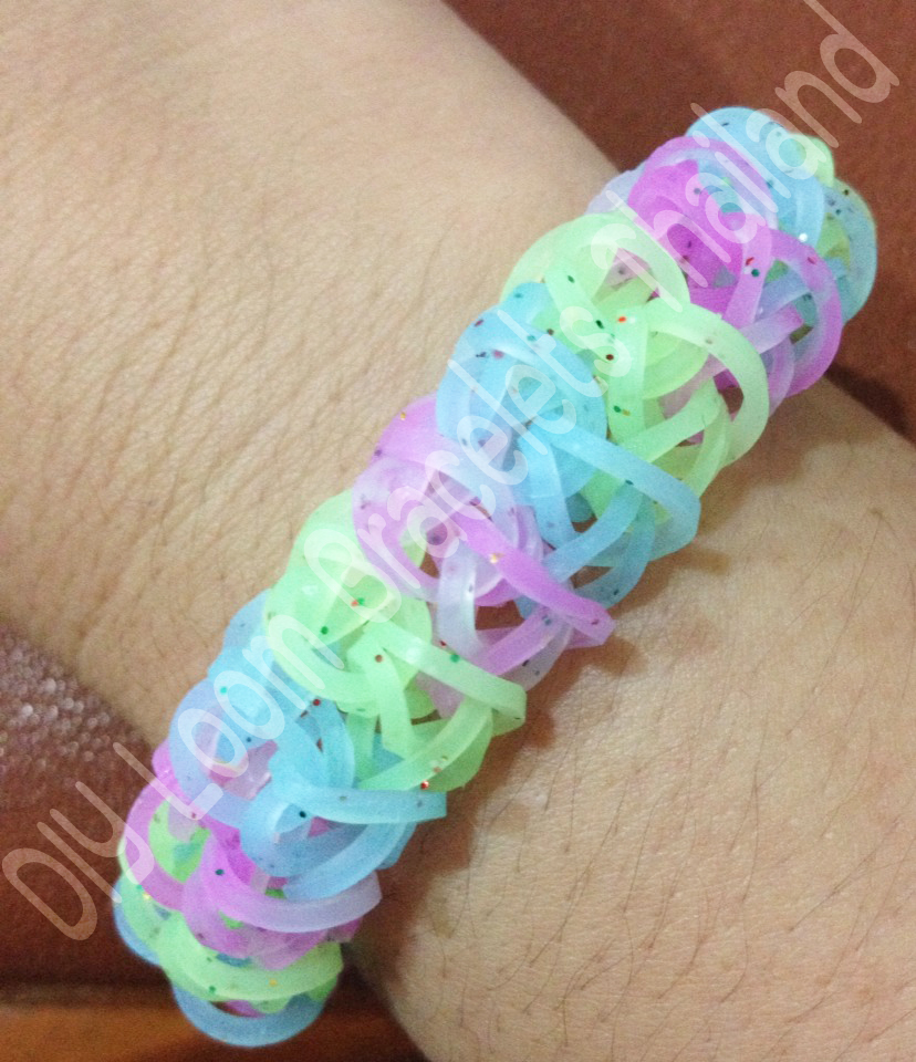 หนังยางถัก Loom Bands 100% Silicone แบบ Glitter / ฟ้า 600 เส้น(GLS)