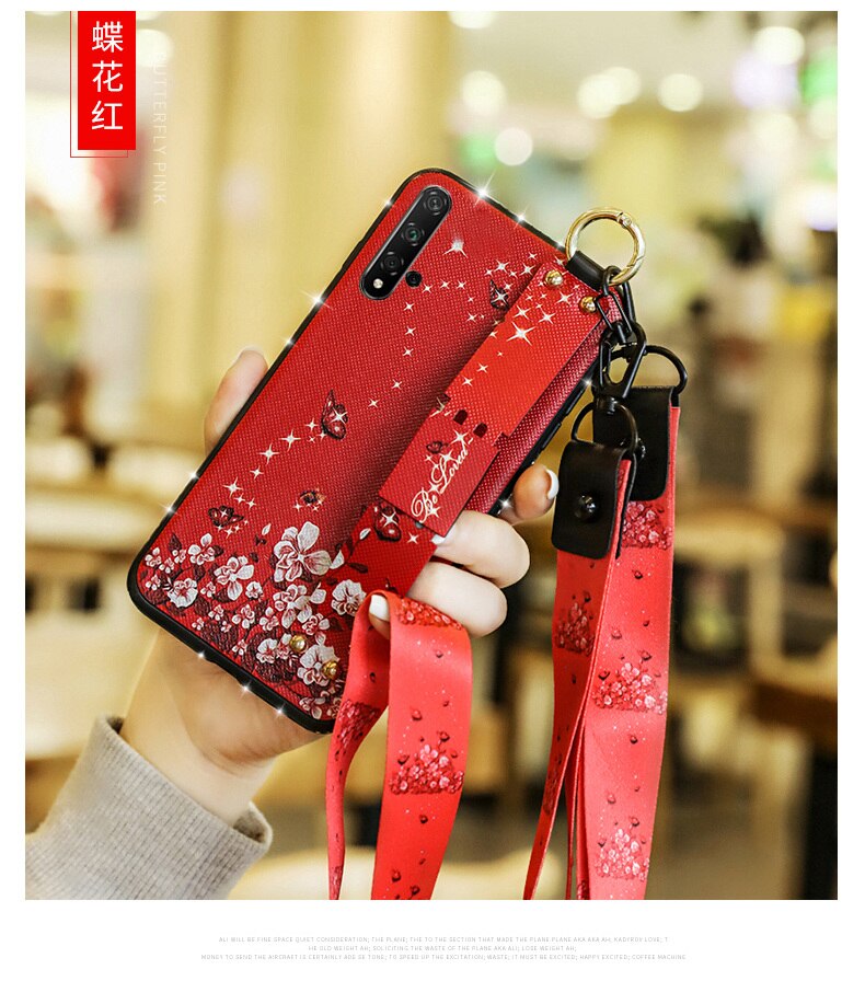 Case Huawei Nova 5T / Pre-order * เคส Bling Glitter ลายนูน สายรัดข้อมือ + สายคล้อง *