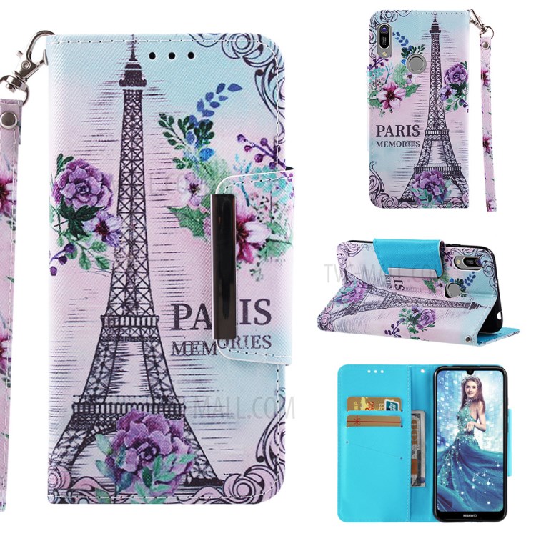 Case Huawei Y6 2019 / Pre-order * รูปแบบการพิมพ์เคสหนังกระเป๋าสตางค์เนื้อตาราง + สายคล้องมือ *