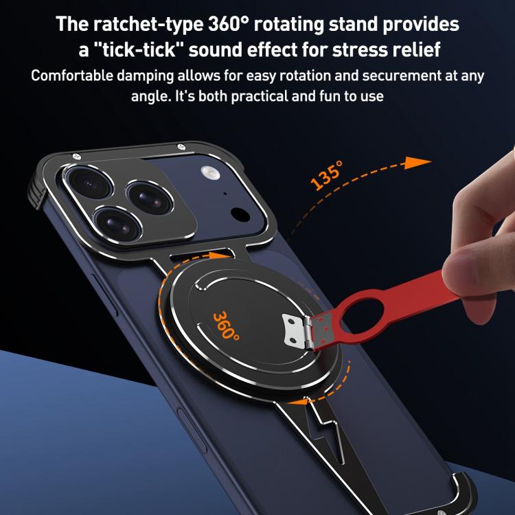 Case iPhone 17 Pro Max # Pre-order * เคสโทรศัพท์อะลูมิเนียมอัลลอยด์ MagSafe ไร้ขอบแบบกลวง พร้อมตัวจับแบบหมุนที่ถอดออกได้ *